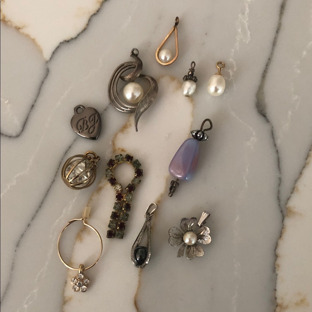 Mixed Women’s Jewelry Charms Pendants with some Genuine Pearls and Purple Accent